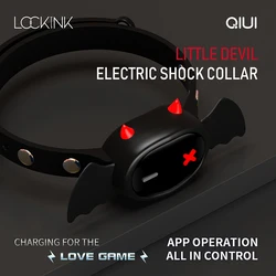 QIUI Little Devil Electric Shock Collar Dog Slave APP Remote Control Electric Stimulation Neck Collar Adult Sex Toys For Couples