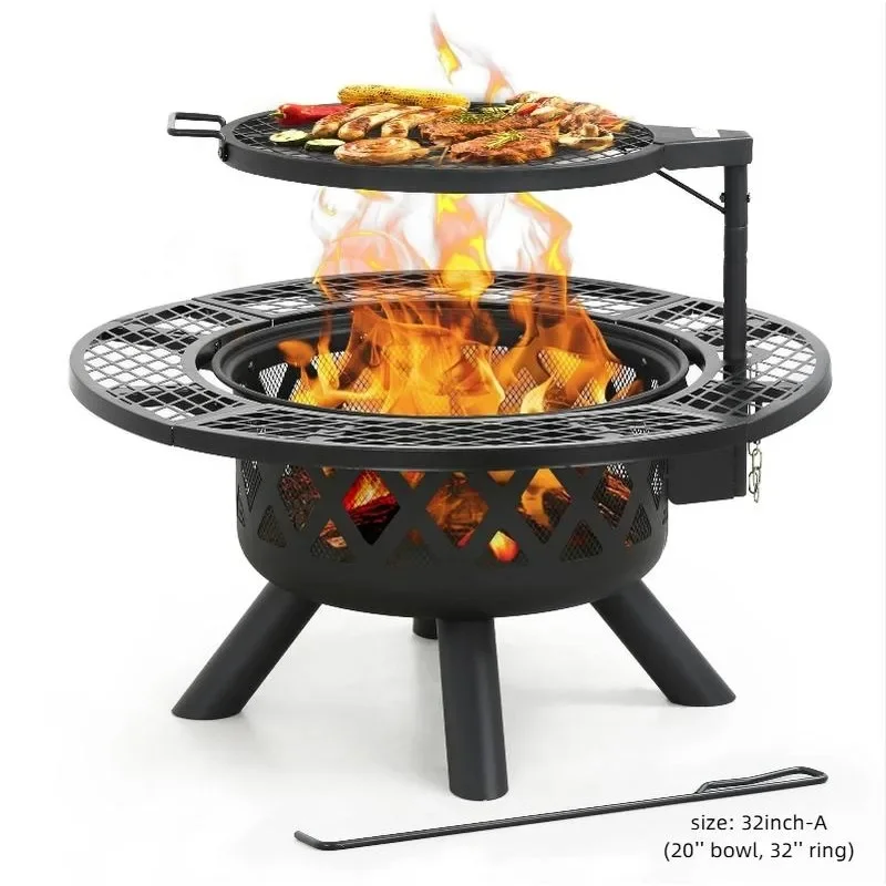 BALI OUTDOORS 2-in-1 Wood Burning Fire Pit with Removable Cooking Grill