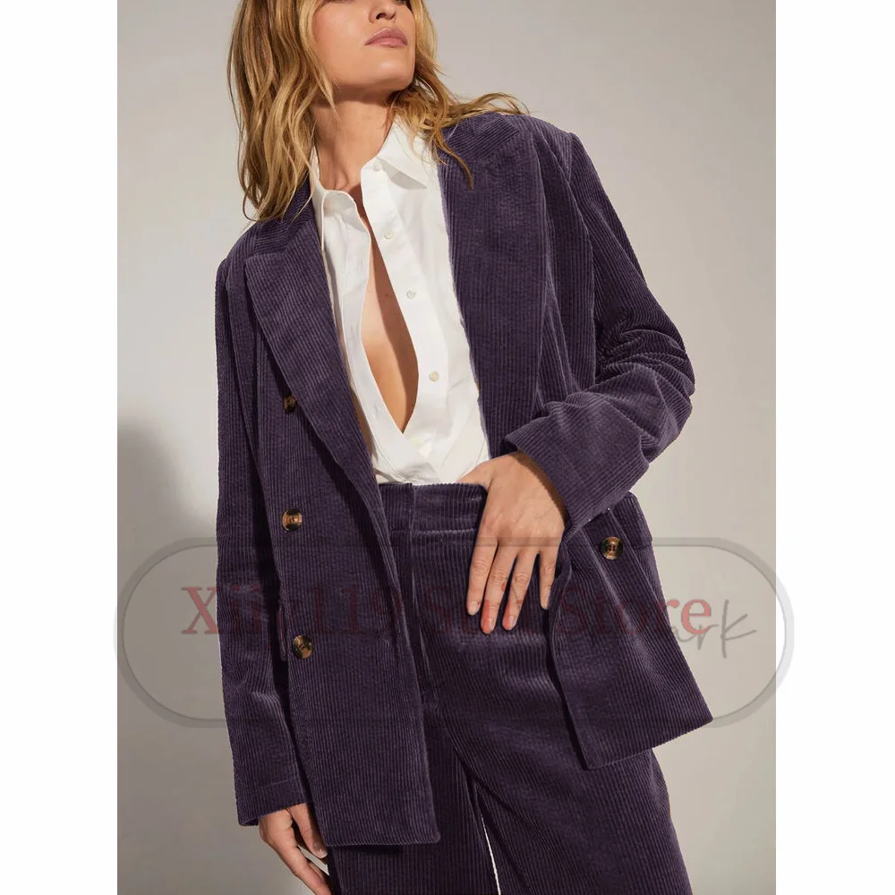 2024 Women\'s Autumn and Winter New Corduroy Suit Two-piece Casual Business Suit Set Korean Style Clothes Women Trousers Sets