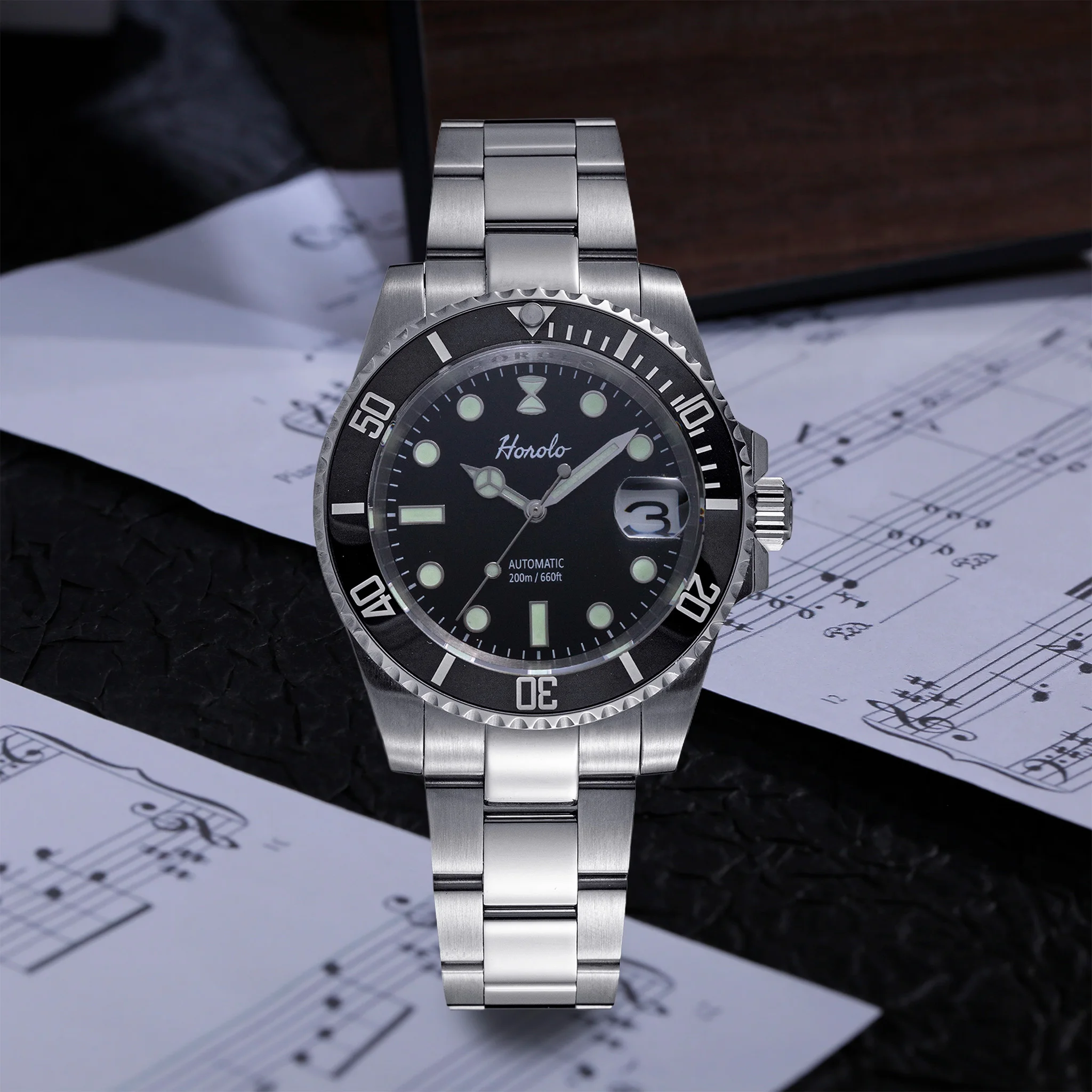 Horolo Luxury Stainless Steel Water Resistance Luminous Watches Automatic Movement Mechanical Watches Man's Watch