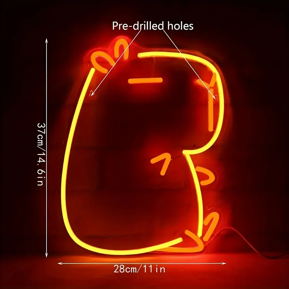 Neon Sign for Home Decor for Room LED Wall Decoration Kapibara Wall-mounted Decorative Light Multi-purpose Lighting Accessories