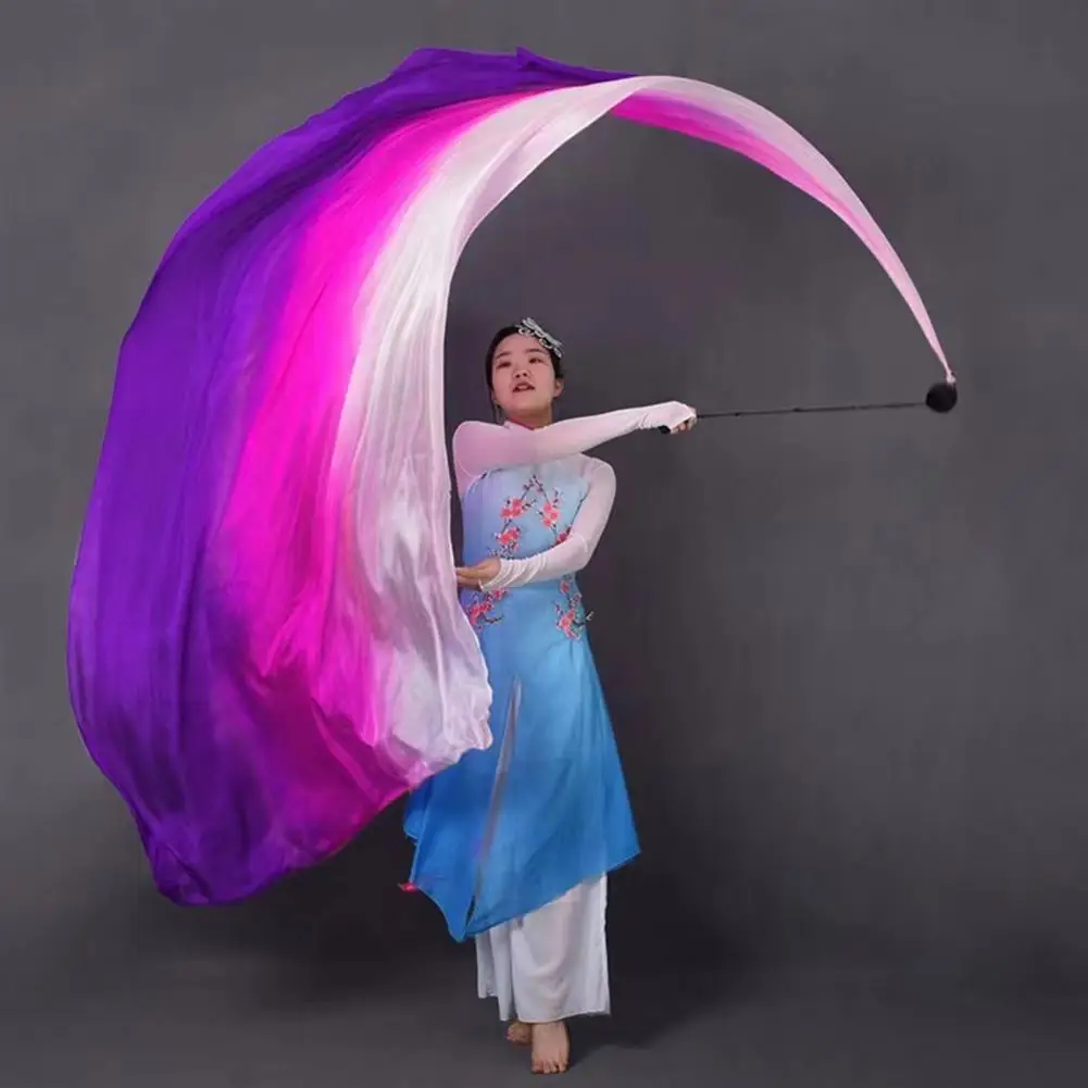 Gaas Sjaal Vrouwen Podium Dragen Buikdans Gradiënt Kleur Flowy Lange Sjaal Bal Set Fan Klassieke Dans Hand Fan