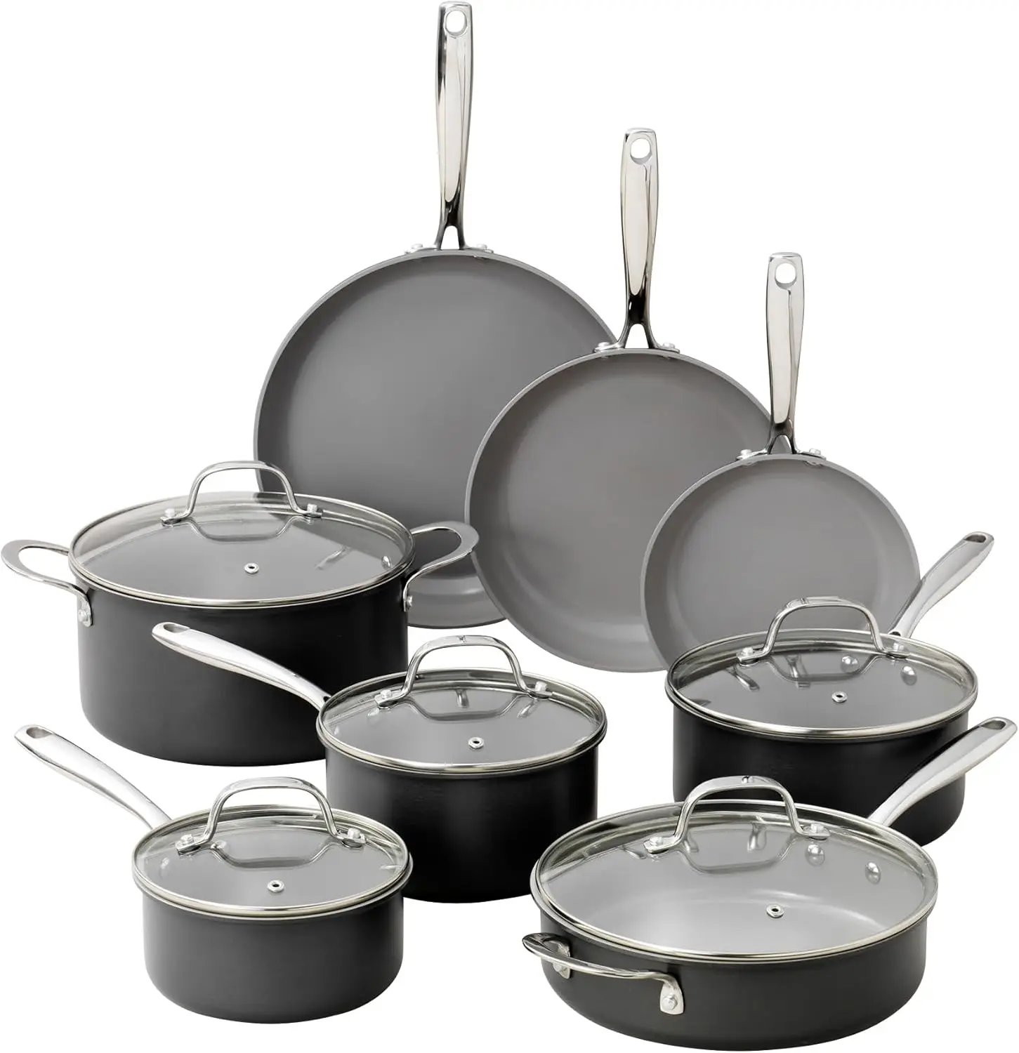 13 Pc Ceramic Pots and Pans Set Non Stick Cookware Set,Kitchen Cookware Sets,Pot and Pan Set, Hard Anodized Ceramic Cookware Set