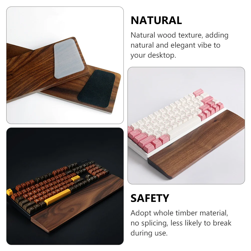 

1pcs Walnut Wood Wrist Rest 440Mm Natural Grain Keyboard Pad For Laptop Computer Ergonomic Hand Support Desktop Accessory