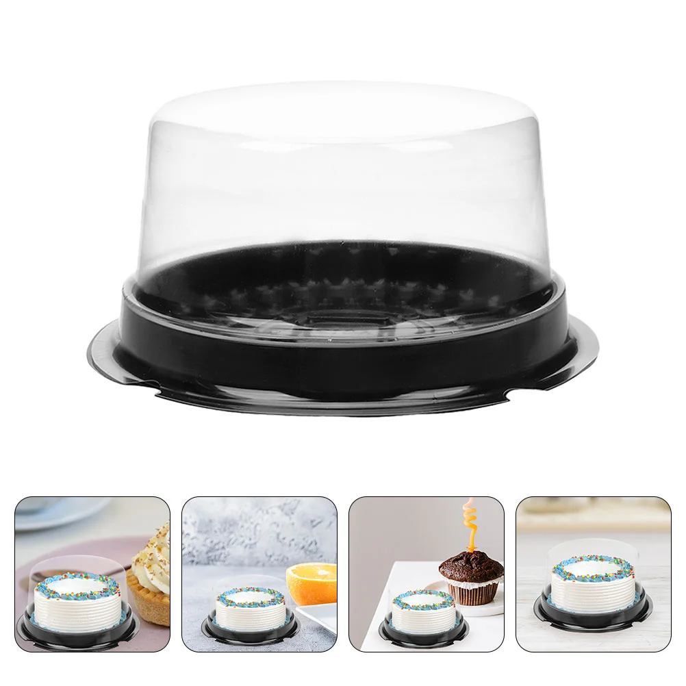 Cake Carriers for Transport Boxes Festival Party Favor Black Plastic Container with Lids