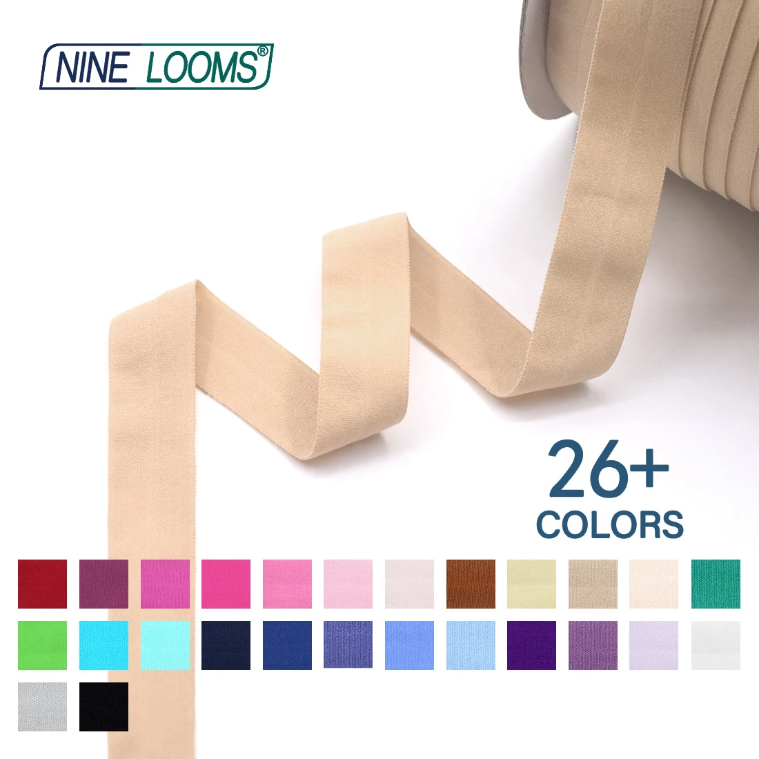Neun Webstühle matt faltbar elastisch Feind 3/4 "20mm solide nicht glänzende Spandex Band Unterwäsche Dessous Näh besatz 50 Yard von Spule – Detail 10