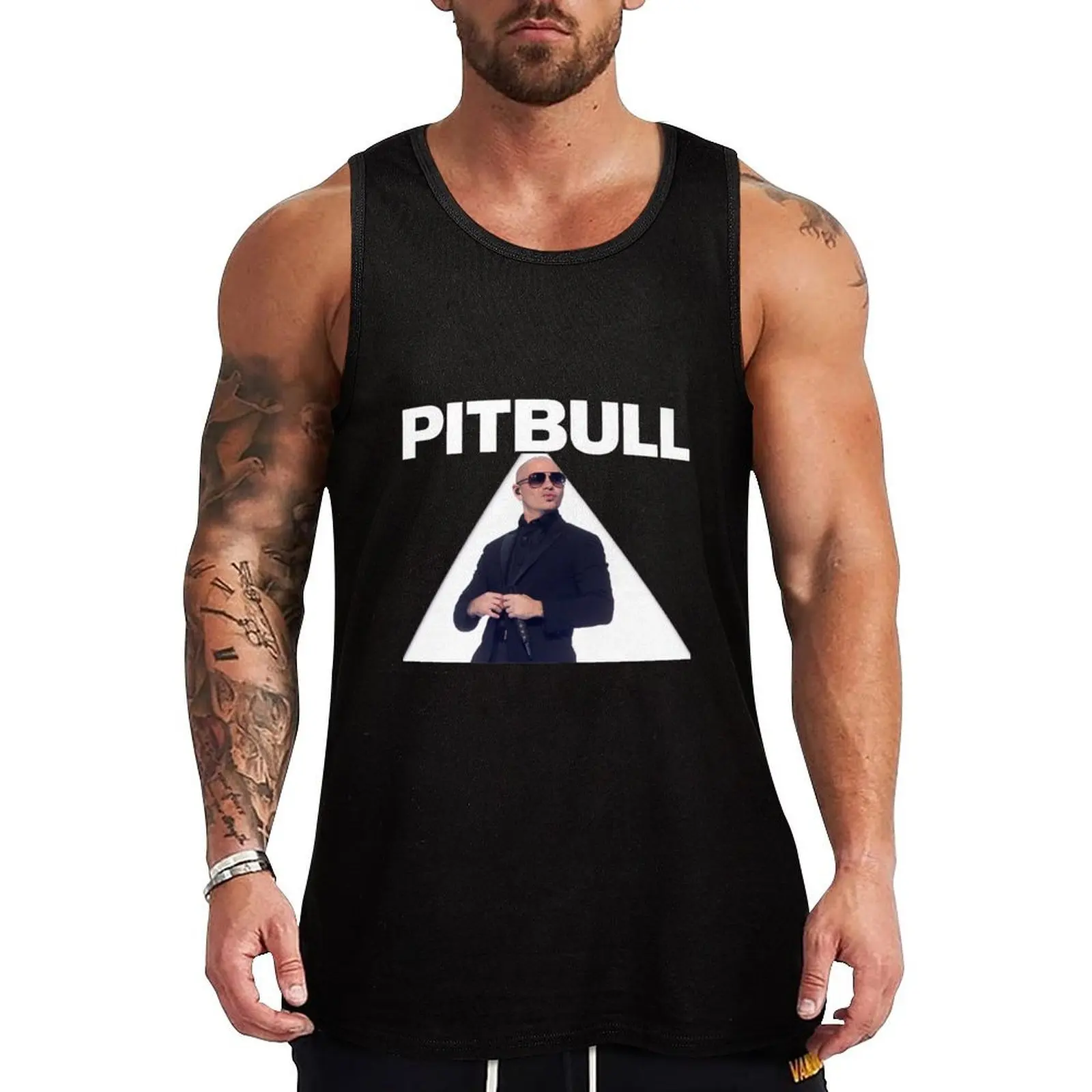 Mr Worldwide Pitbull Rapper Tank Top Gym Ready Tank Top Sleeveless Quick Dry Athletic Top