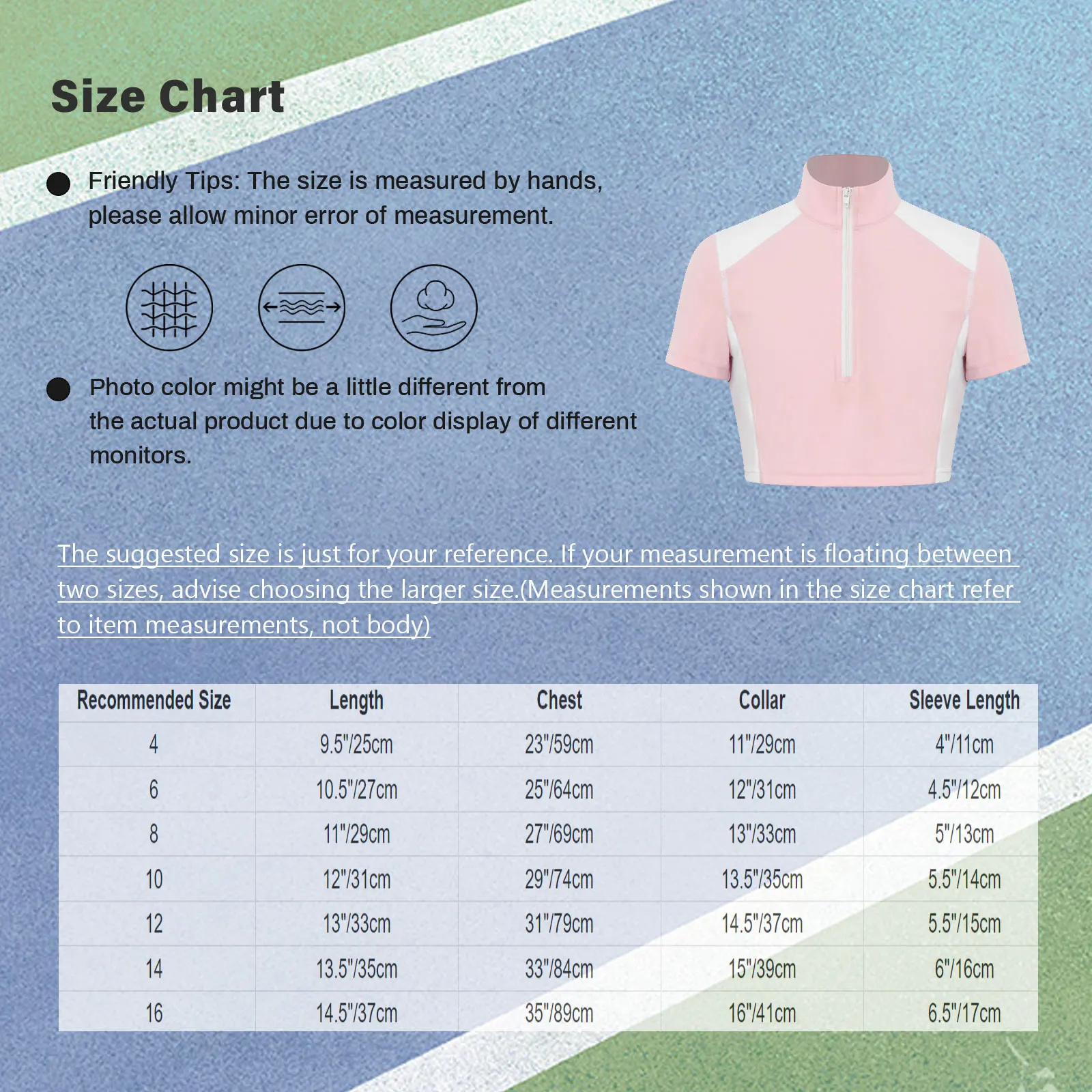 Kids Girls Sports Equestrian Shirt Horse Riding Clothing Short Sleeve Half Zip Athletic Shirts Tops for Golf Tennis Horsemanship - view 6