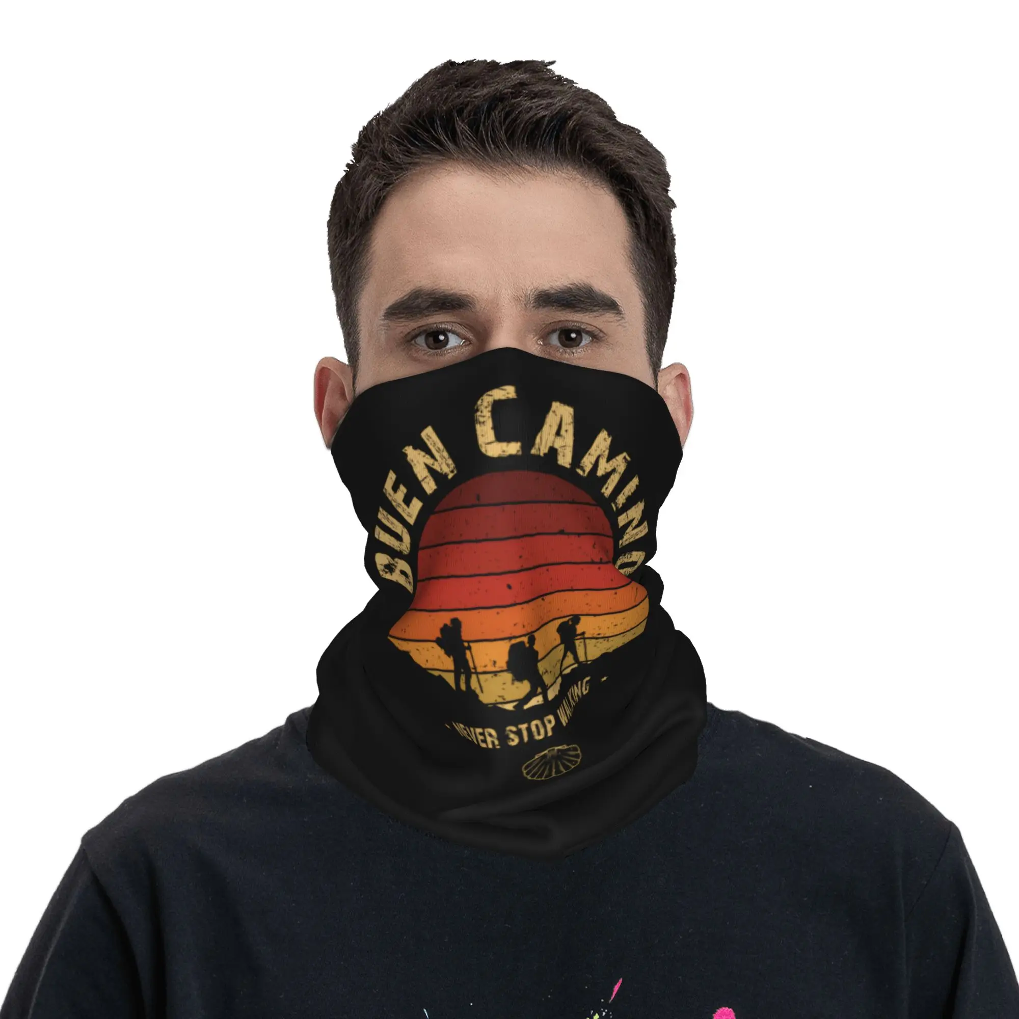 Buen Camino de Santiago Polaina para el cuello Hombres Mujeres Protector facial UV Bandana de invierno Bufanda para senderismo