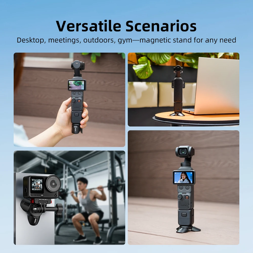 Mini Statyw BRDRC do DJI Pocket 4P/4/Pocket 3/Action 6/5/Osmo 360, Magnetyczny Metalowy Statyw Biurkowy, Akcesoria do Kamer — zdjęcie produktu 6