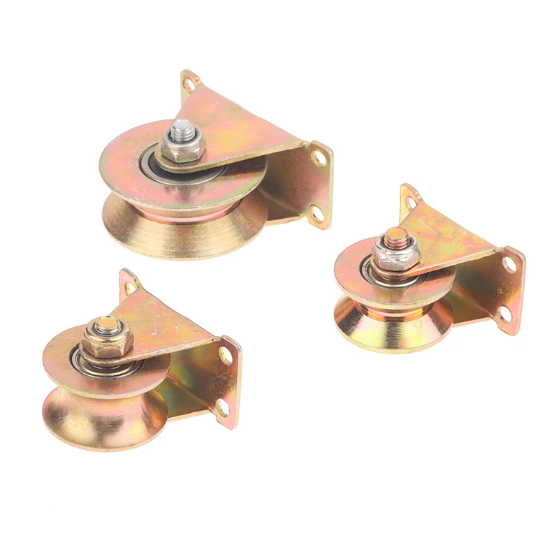 1 Piece U/V Shaped Home Hardware Rigid Caster Track Wheel Bearing Pulley Plating Color Steel Sliding Door Rollers