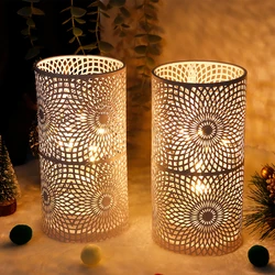 2Pcs/set  Battery Powered Table Lamp Modern Nordic Cylinder Lamp for Warm Light with LED Edison Style Bulb Wedding Home Decor