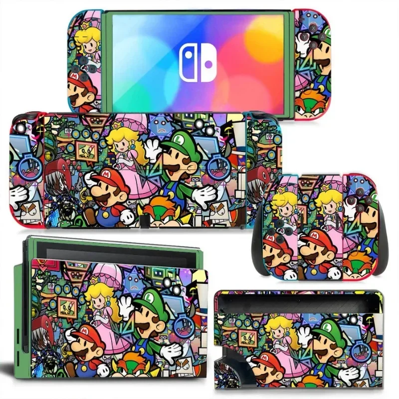 Super Mario Bros Stickers Cover Protective Shell for Nintendo Switch Oled Accessories Colorful Film Protector Skin Sticker Gifts