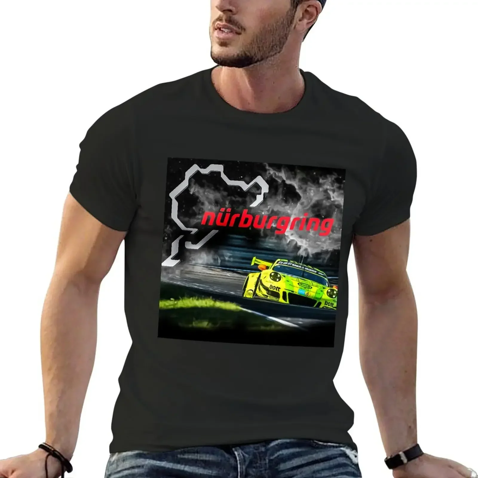 nurburgring Print T-Shirt Aesthetic clothing vintage anime shirt vintage clothes heavyweight t shirts for men