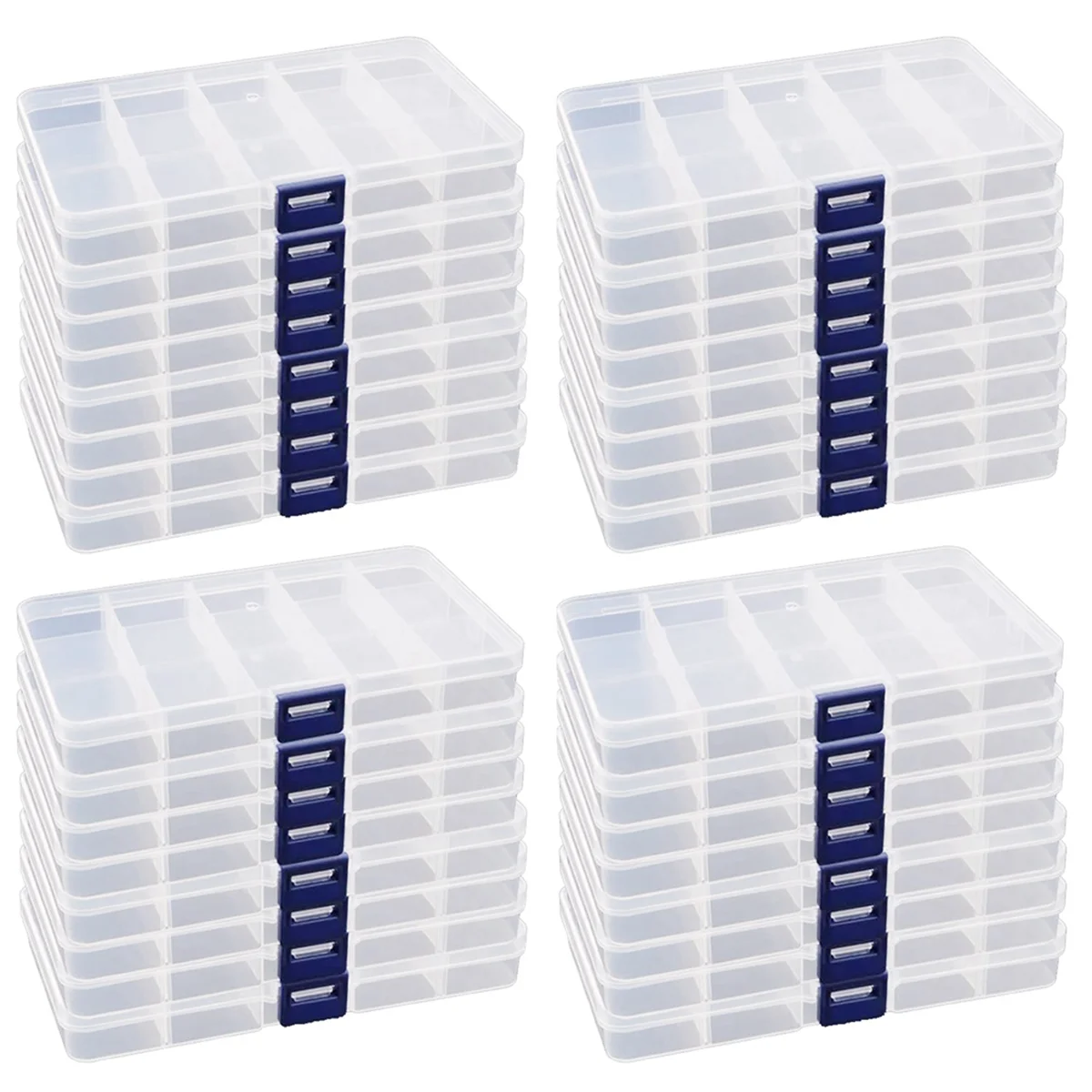 32 Packs 15 Grids Clear Bead Organizer Storage Plastic Jewelry Box Adjustable Dividers Earring Storage Containers