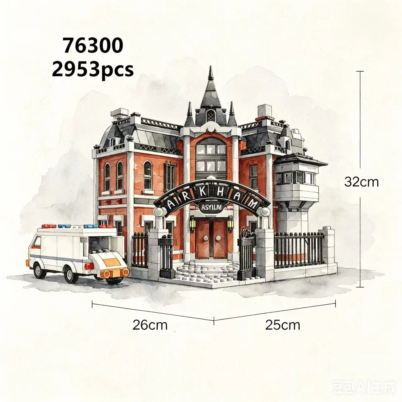 2953pcs NEW  Arkham Asylum building Block model, suitable as a birthday gift, collection item or decorative piece for adults.
