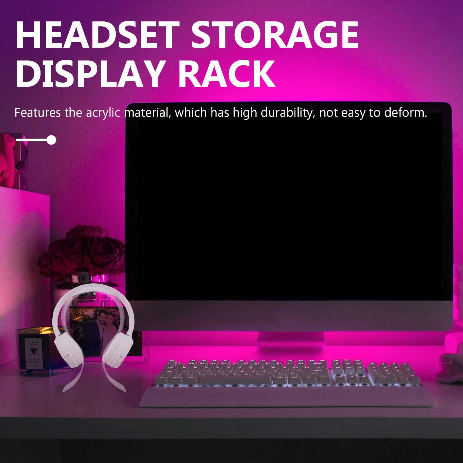 

1Pcs Desktop Headphone Holder Acrylic Stand Earphone Display Rack Headset Storage for Office Home Desktop Headset Holder