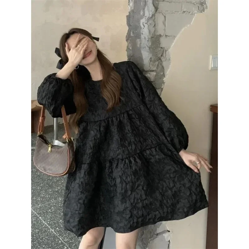 QWEEK готическое черное платье большого размера в стиле Харадзюку, женские готические школьные короткие платья с длинными рукавами, осень 2024, корейская мода Kpop QWEEK готическое черное платье большого размера в стиле Харадзюку, женские готические школьные короткие платья с длинными рукавами, осень 2024, корейская мода Kpop