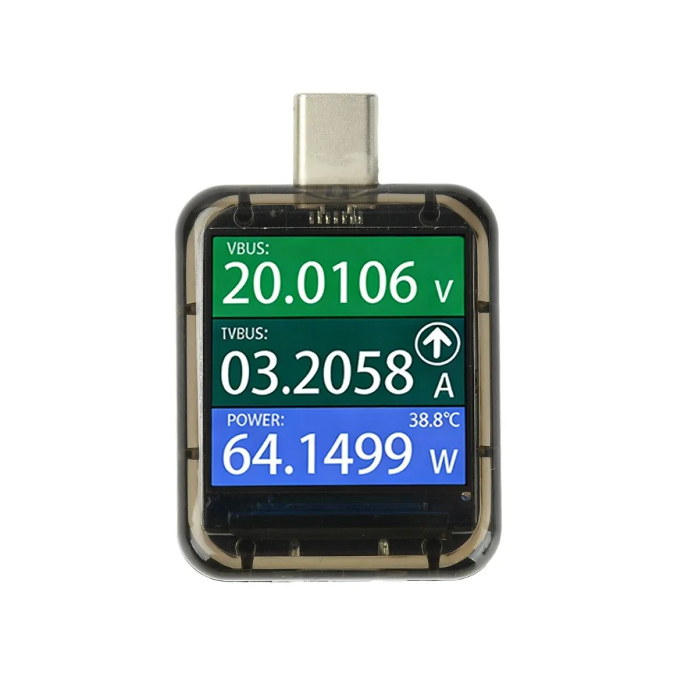 

DC4.5-48V USB Type-C Digital Power Meter Tester 0-6A Bidirectional Current Voltage Detector Multimeter with Rotatable Screen