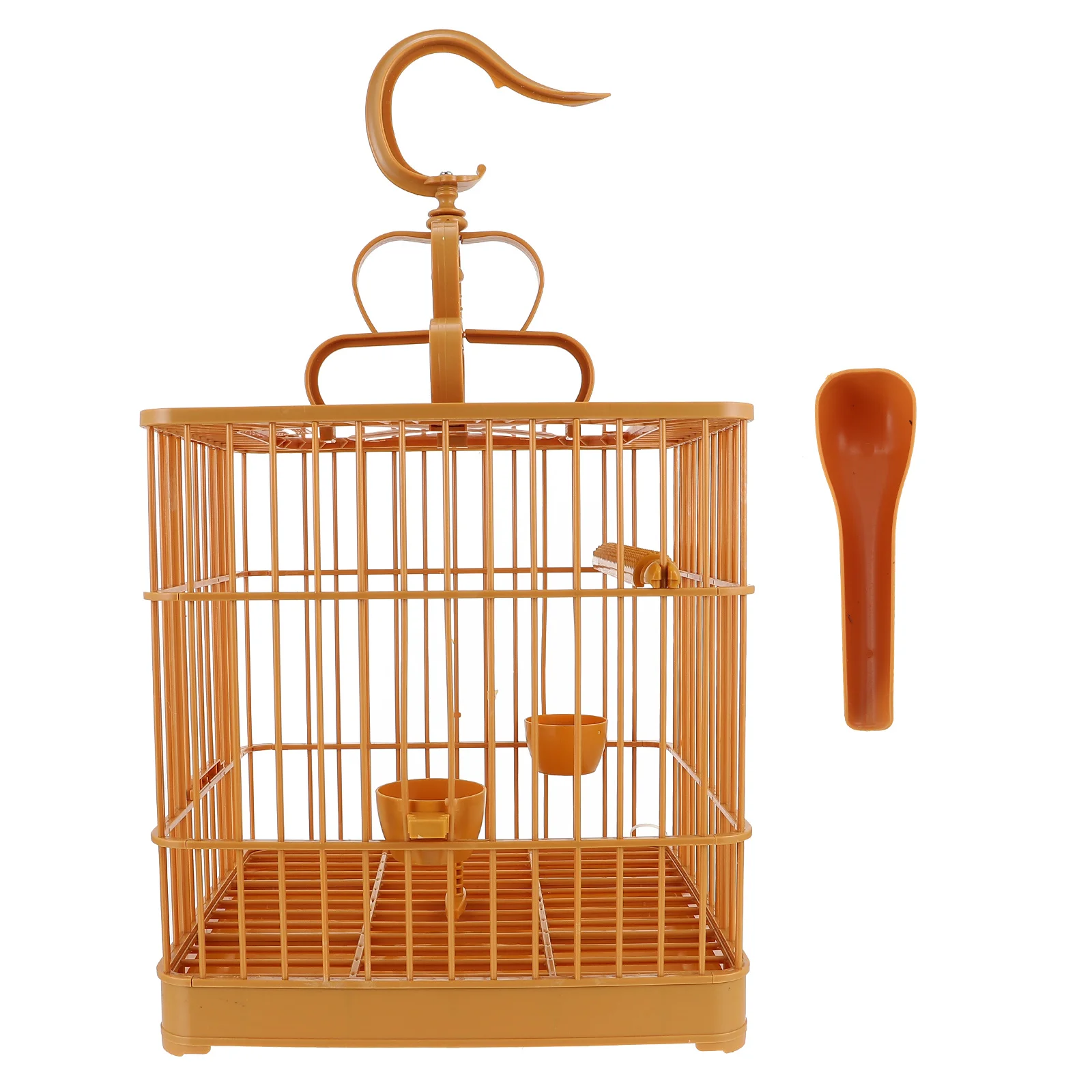 

1 Set Plastic Bird Cage Parrot Cockatiel Budgie Cage Hanging Hook Standing Pole Square Design Pet Supply Pet Supply