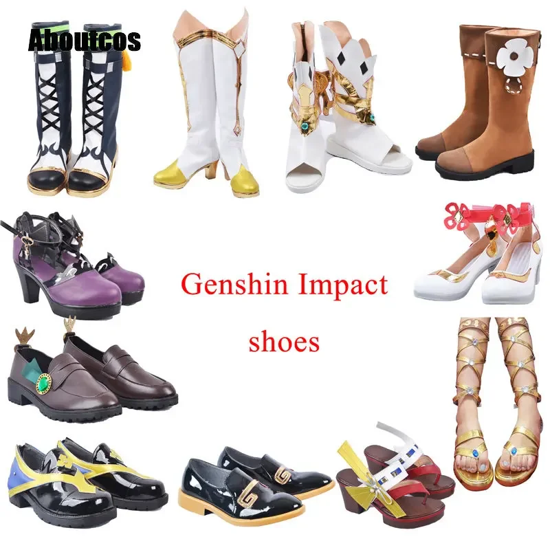 Aboutcos Anime Game Genshin Impact Venti Shoes Yae Miko Hutao Nahida Chongyun Layla Cosplay Genshin Shoe European Size 35-43 IA4