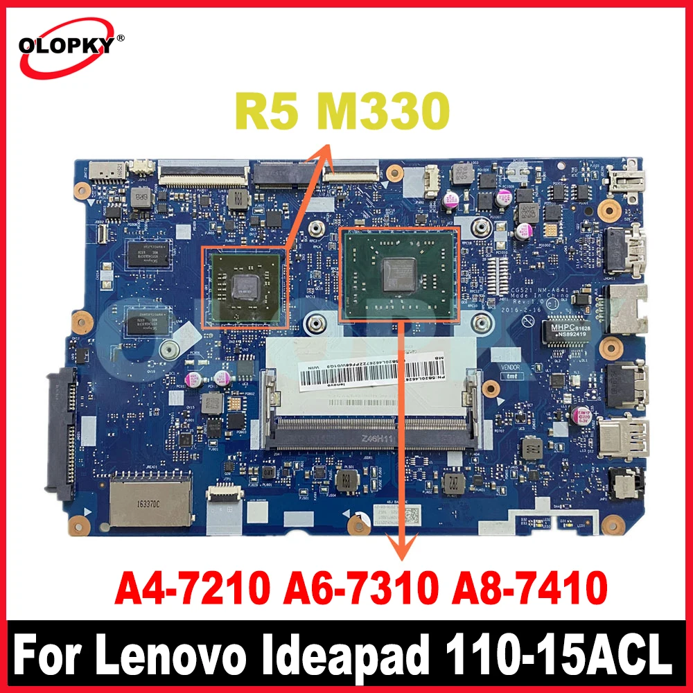 

CG521 NM-A841 для Lenovo Ideapad 110-15ACL, материнская плата для ноутбука A4-7210 A6-7310 A8-7410, процессор 5B20L72714 5B20L46262 5B20L46271