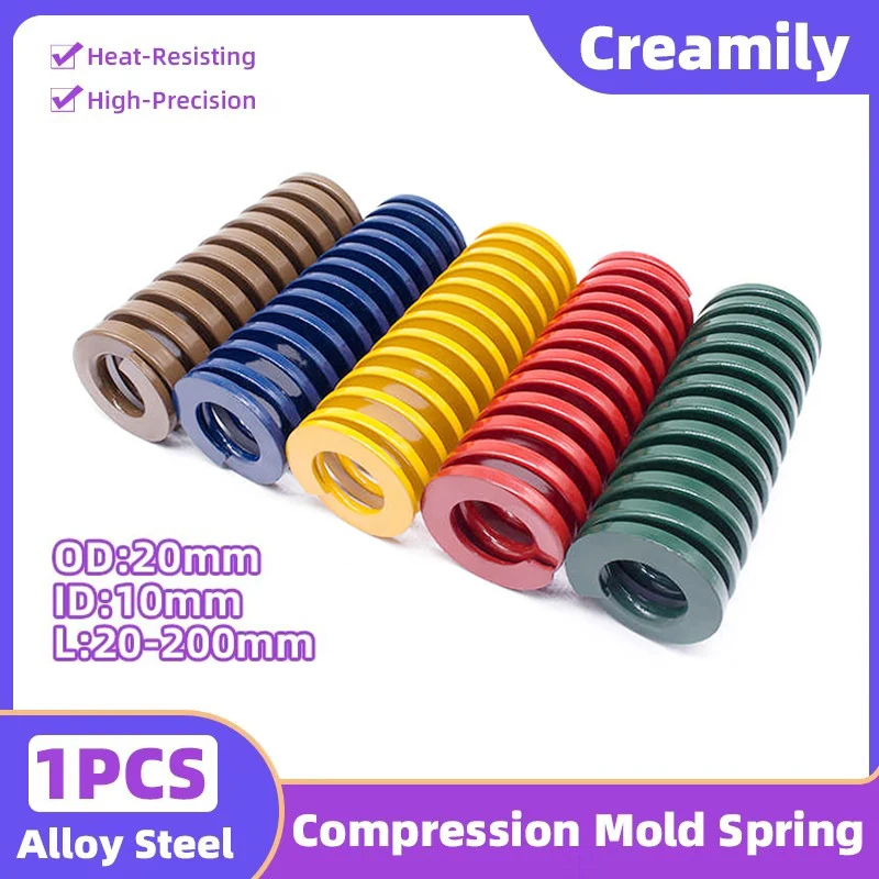 Creamily 1PCS Mold Spring  Alloy Steel Compression Spring Loading Spring OD=20mm ID=10mm L=20-200mm Yellow/Blue/Red/Green/Brown