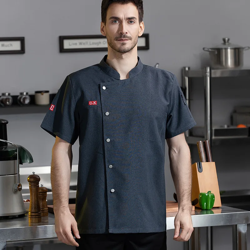 シェフ半袖作業服西洋レストランウェイター半袖夏服ベーカリーケーキショップペストリーシェフ作業服男性