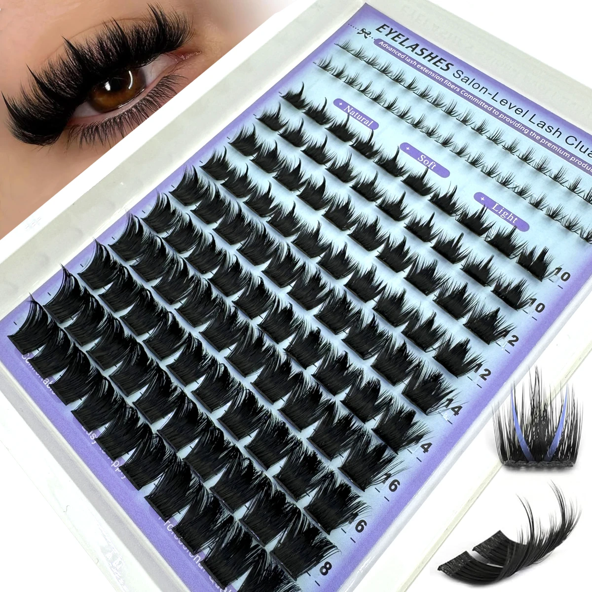 Salonähnliches Wimperncluster-Set mit Spikes, DIY-Wimperncluster D-Kurve, stacheliges Vollcluster-Wimpernverlängerungsset, individuelle Wimpern