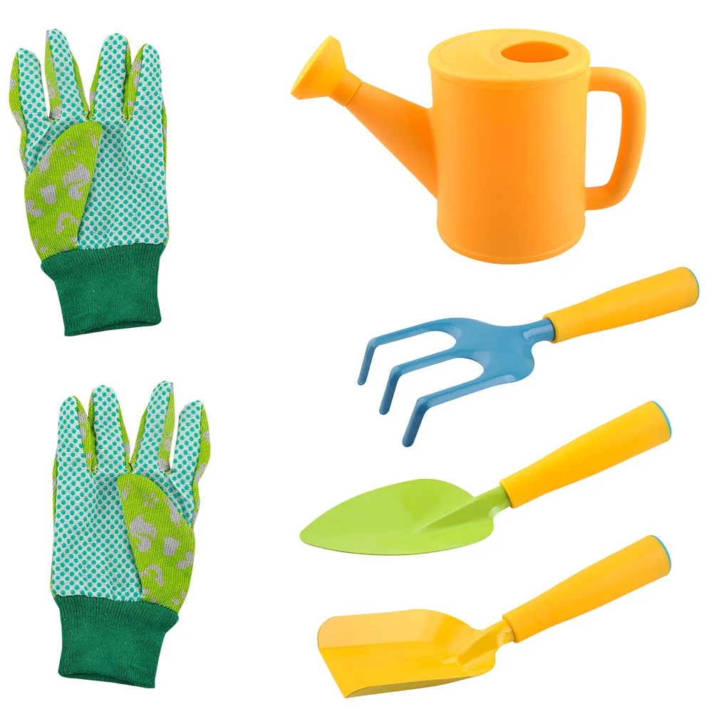 1Set Kids Garden Tools Set Child-Sized Planting Shovels and Rake Safe Blunt Edges Lightweight Design for Sand Beach Or Yard
