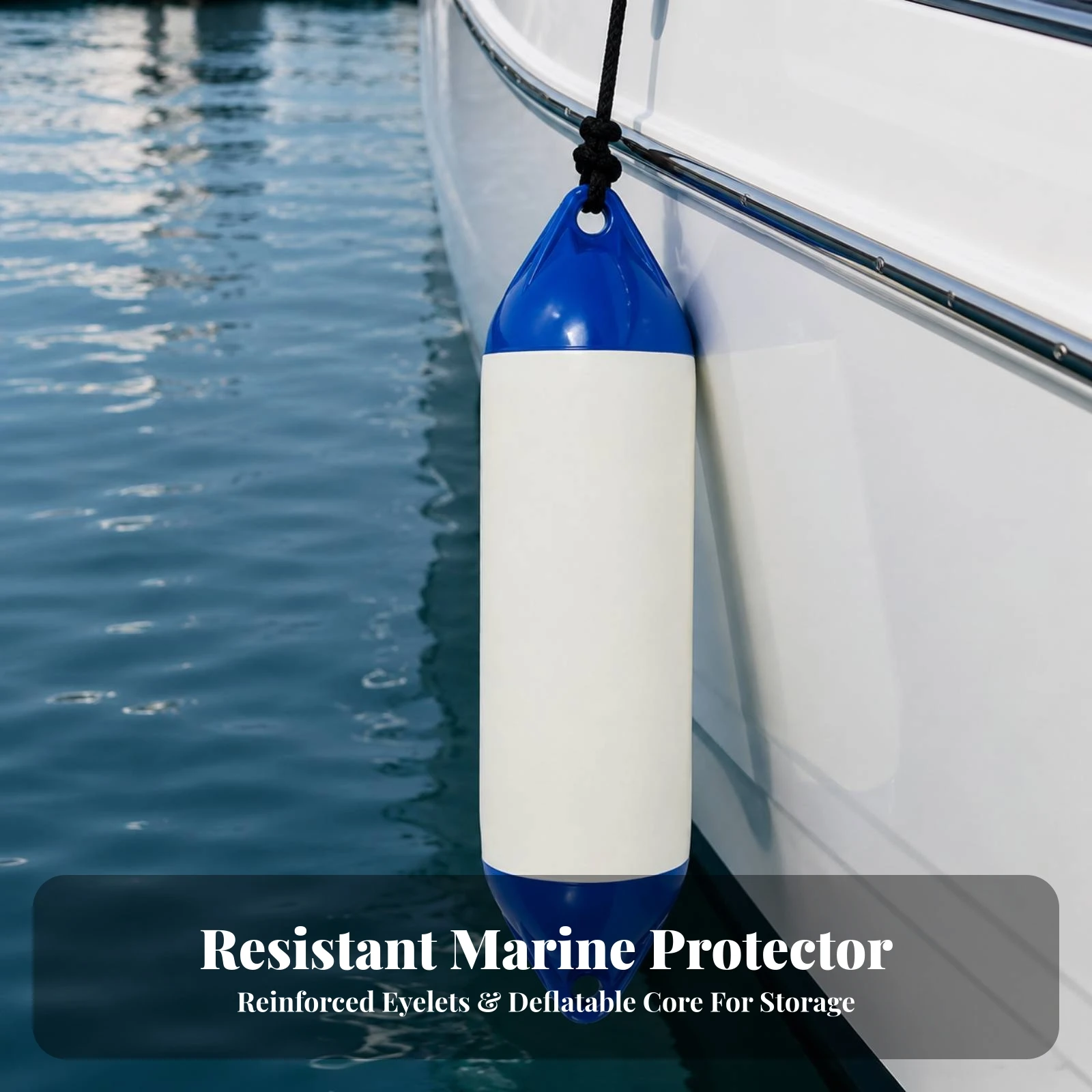 Inflatable Boat Boat Bumper Rotationally Molded PVC Boat Boat Bumper Foldable Double-Hole for Docking, Mooring