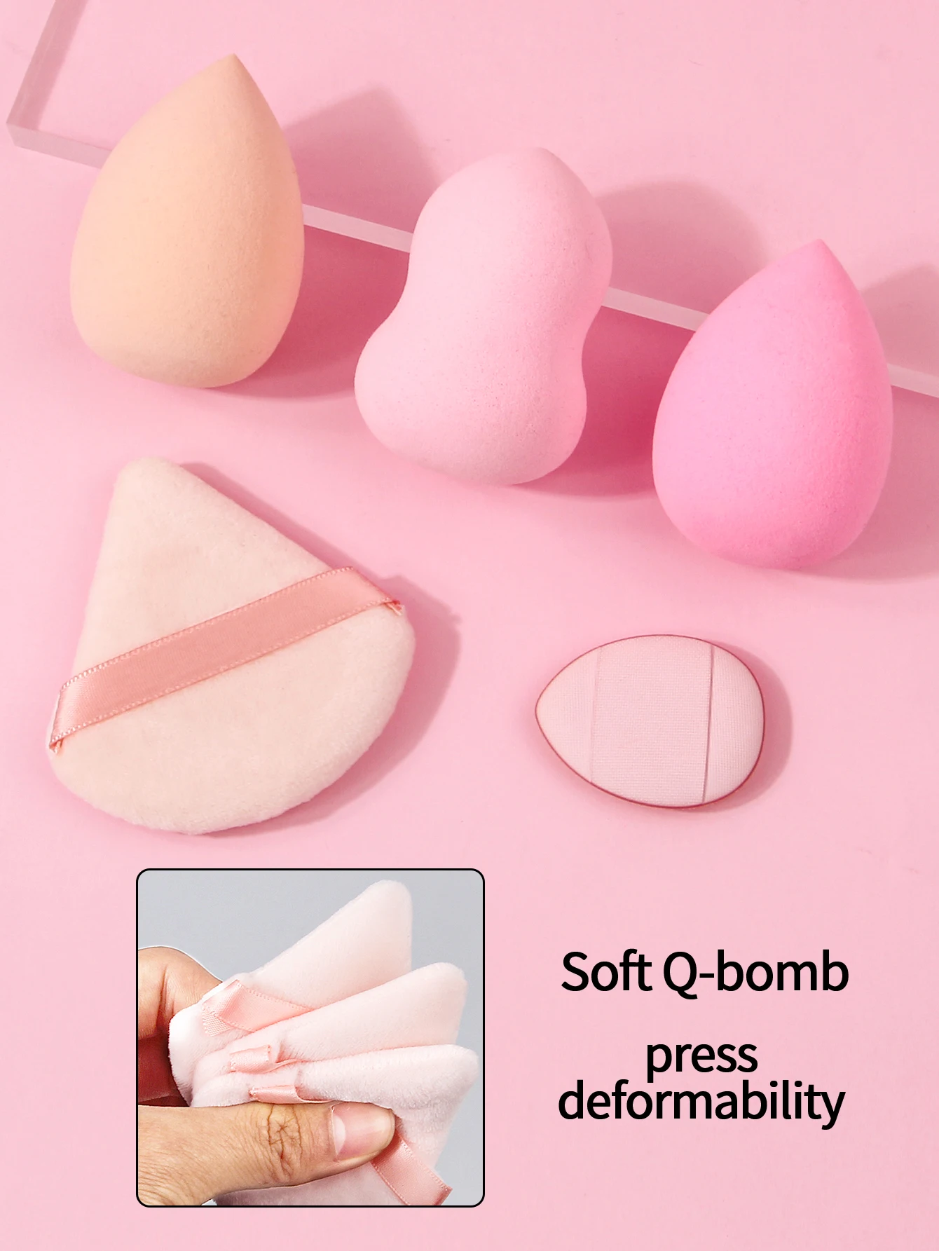 Ensemble d'éponges de maquillage multifonctions pour œufs de beauté, 15 pièces, 6 gouttes d'eau/oeufs de beauté, 3 bouffées de poudre triangulaires, Mini bouffées de poudre pour le pouce