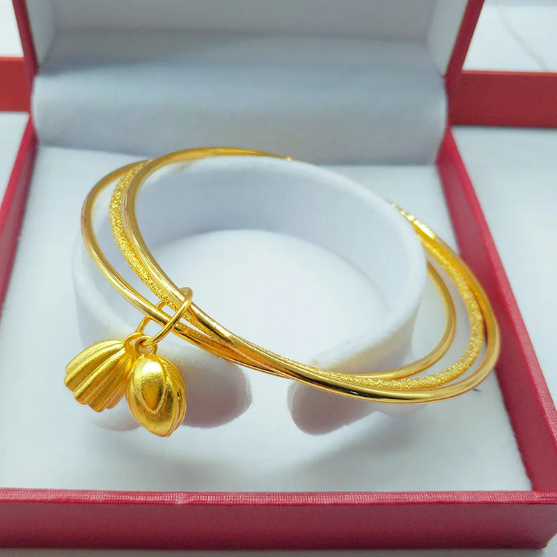 Au999  Gold Bracelet Three Lives Lotus Lotus Coil Bracelet Gift