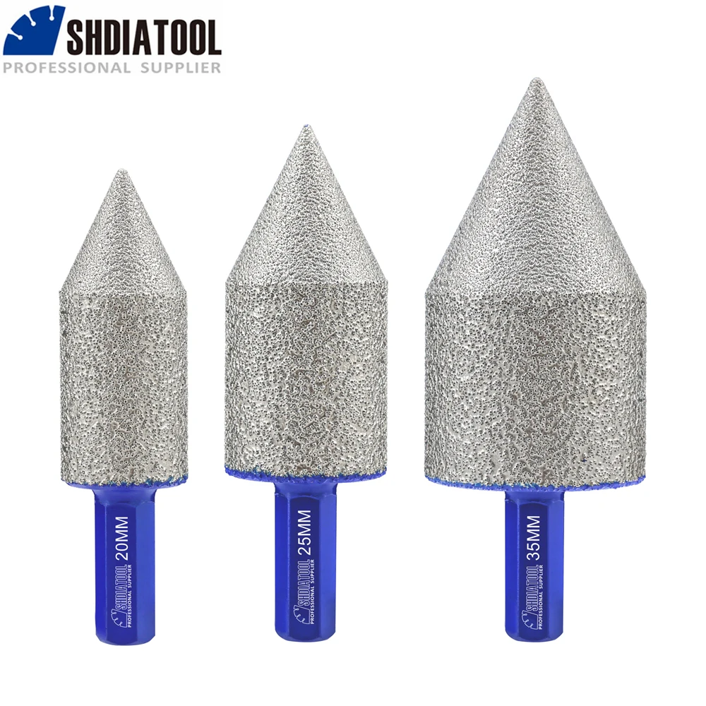 SHDIATOOL Hex Shank Diamond Milling Finger Bit Dia20/25/35mm Crowns Construction Chamfering Polishing Tile Granite Marble Quartz