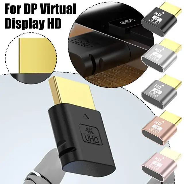 Adapter wirtualnego wyświetlacza DP 4K kompatybilny z HDMI atrapa wtyczki Adapter emulatora wirtualnego wyświetlacza do karty graficznej BTC Mining Miner