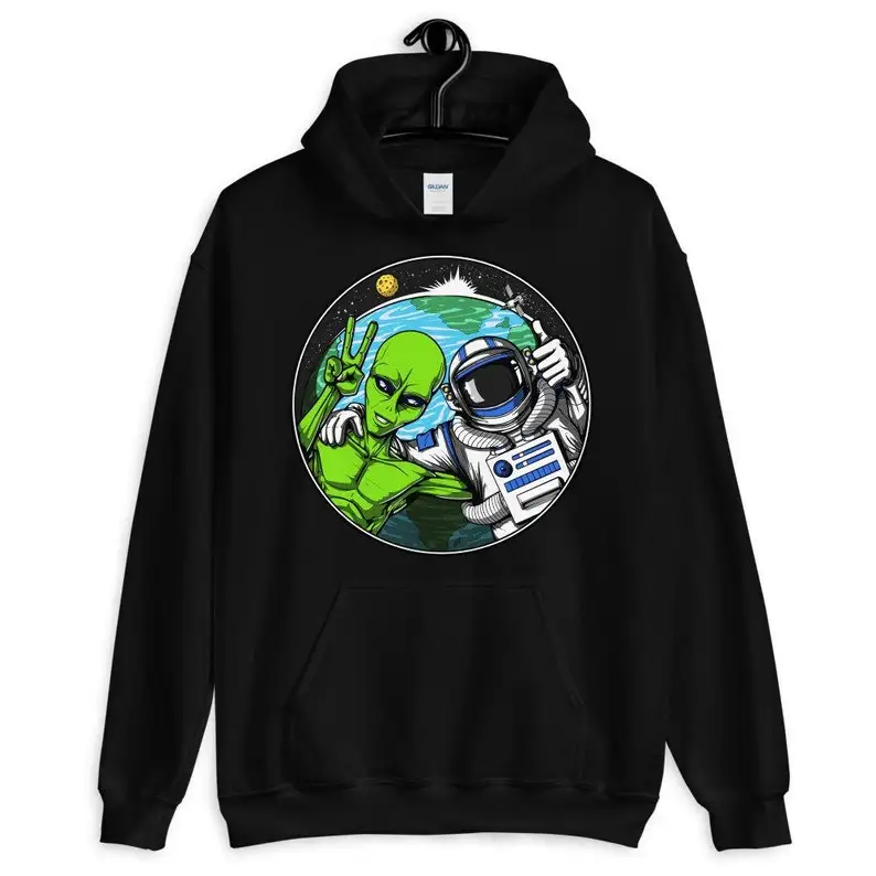 

Space Astronaut Alien Hoodie, Retro Graphics, Made of Cotton, Unisex