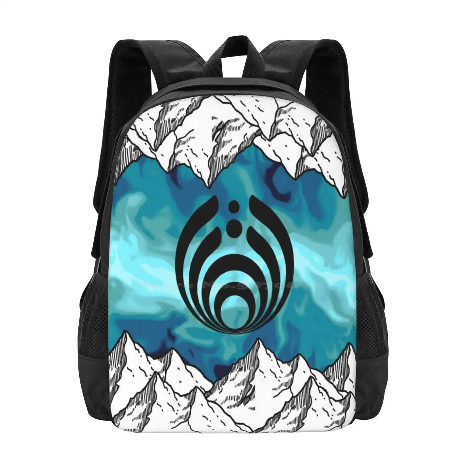 Bassnectar Pattern Design Laptop Travel School Bags Bassnectar Edm Dj Music Festivals Matrix Remix Trendy Trippy Mountains