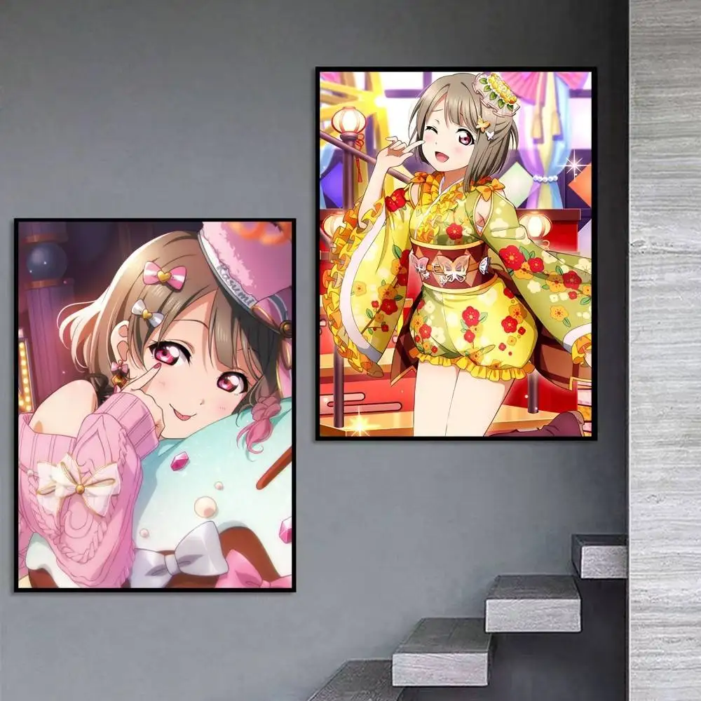 Love-LIVE k-Kasumi N-Nakasu  Poster Self-adhesive Art Waterproof Paper Sticker Coffee House Bar Room Wall Decor