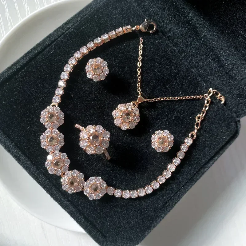 MDL مويسا!ite نمط أوائل الصيف جديد ديزي الزمرد Jitterbug 5 قطع تنزانيت اللون الأزرق جوهرة مزاجه الشاي خاتم الماس #3