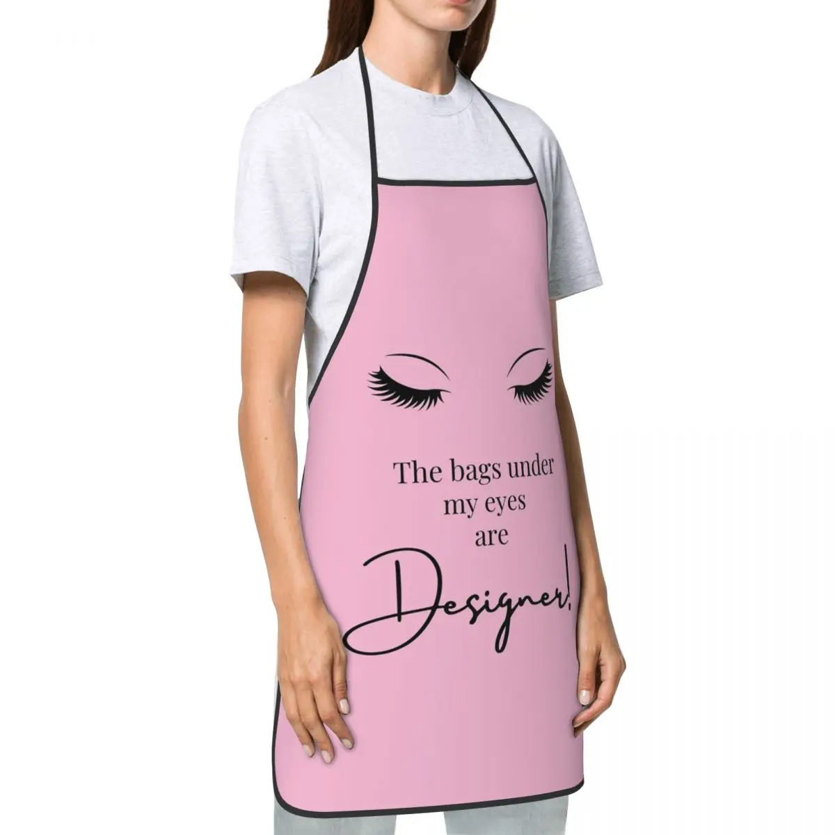 Unisex Eyelashes Designer Bib Apron Adult Women Men Chef Tablier Cuisine for Cooking Kitchen Funny Lashes Painting