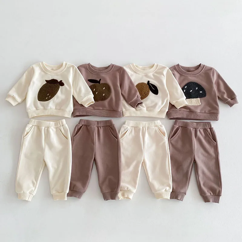 

2025 New Spring Korean Style Toddler Baby Boys Girl Clothes Suit Long Sleeved Cotton Pullover+Pants 0-4Yrs Children Clothes Set