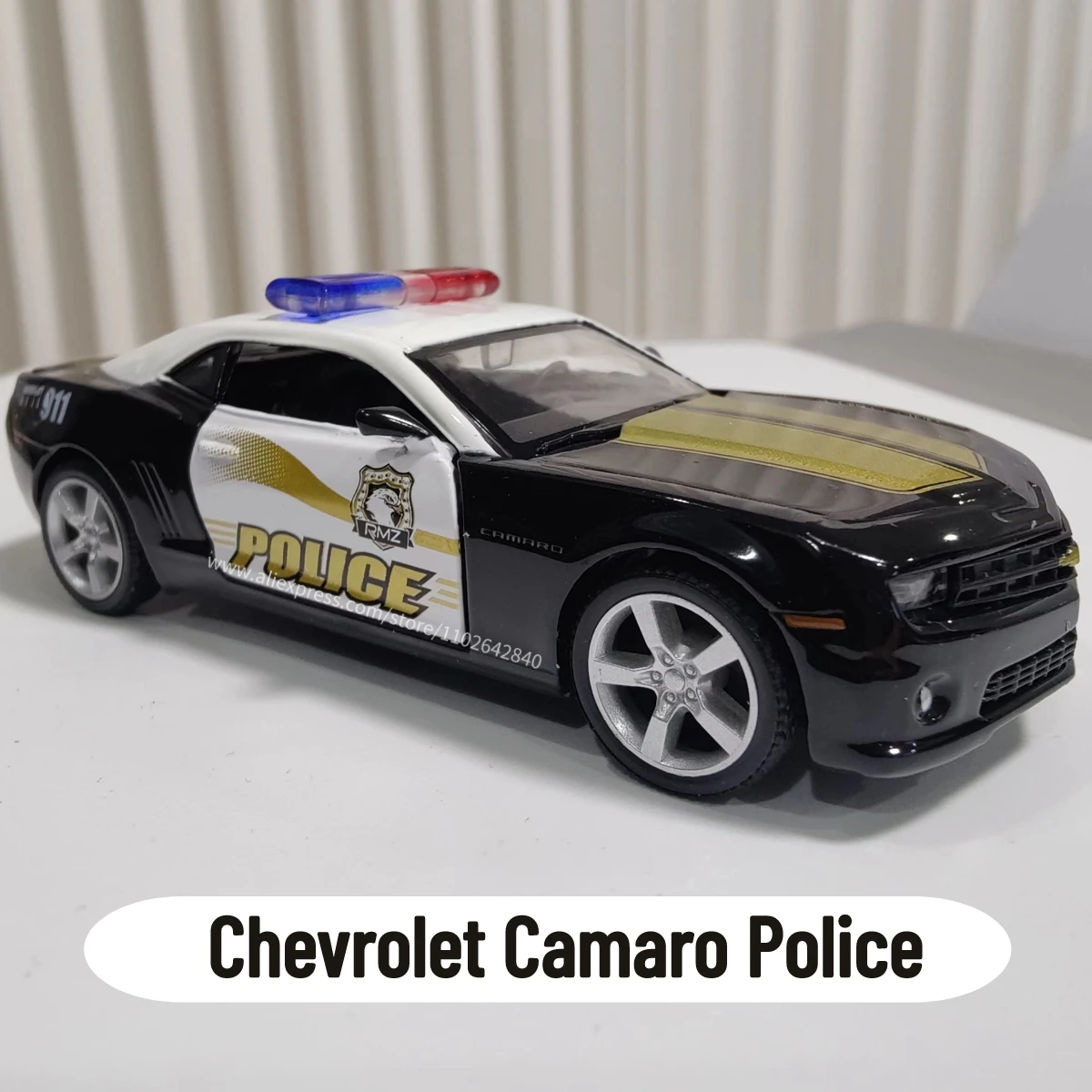 1:36 Car Model Chevrolet Camaro Police Scale Metal Diecast Replica Home Miniature Art Vehicle Hobby Decoration Kid Boy Toy