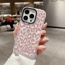 Fashion Pink Leopard Print Clear Case For Iphone 11 12 13 15 16 Pro Max Wireless Magnetic Charging Soft 14 Plus Shockproof Cover
