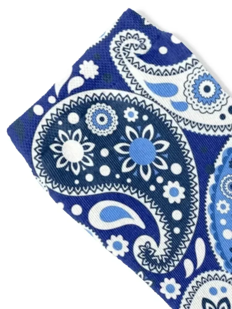 Blue and White Paisley Print Socks christmas gift gym golf basketball Women's Socks Men's