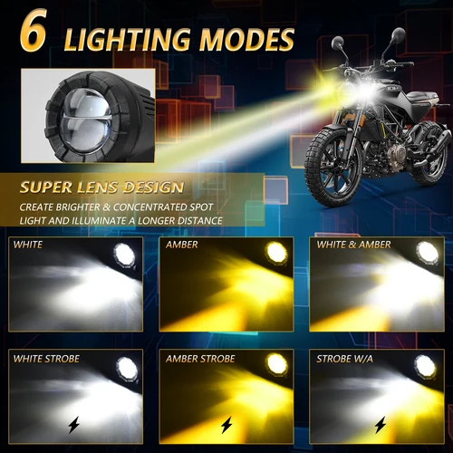 Imagen 2 del producto Faros antiniebla para motocicleta, foco Led 3000k/4500k/6000k 120W 6000K para ATV, camión, moto de cross, SUV, UTV