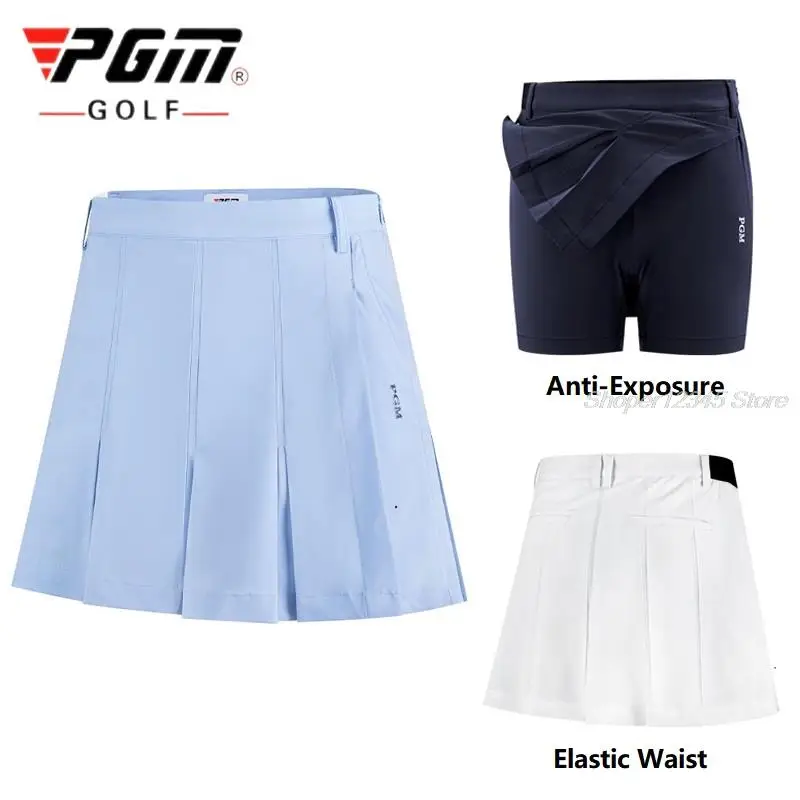 Pgm Ladies Pleated Skirt High Waist Waterproof Golf Skirt Autumn A-Lined Sports Skort Women Slim Golf Skort With Inner Shorts