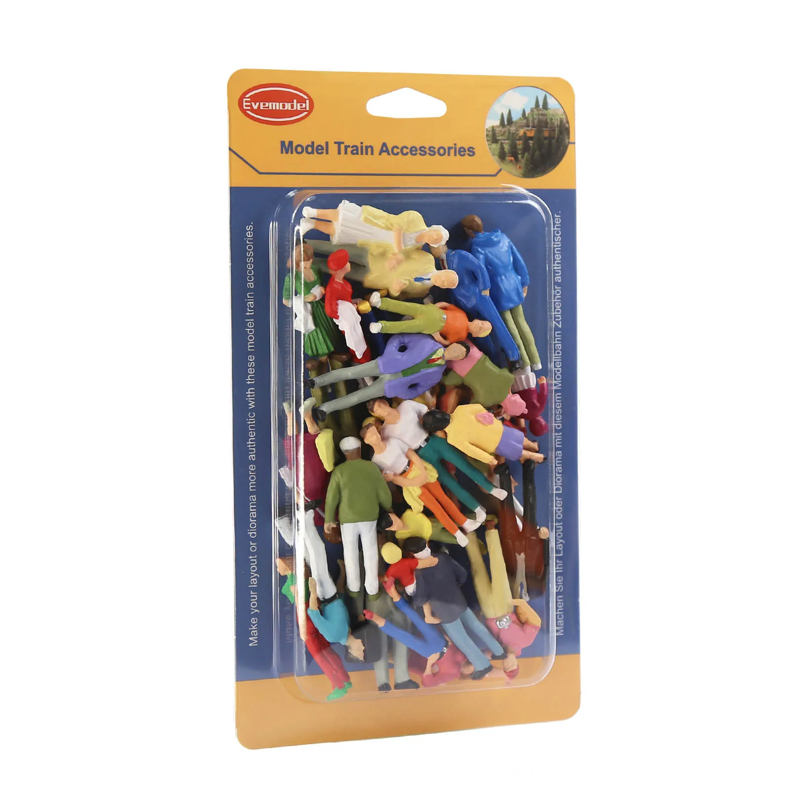 Evemodel 30pcs Different Poses Model Trains 1:43 O Scale All Standing Painted Figures Passengers People Model Railway P4312