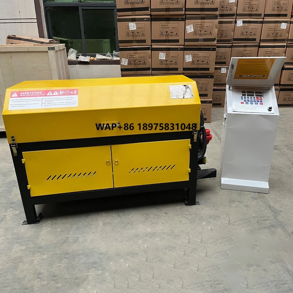Efficient automatic steel bar numerical control straightening and cutting machine, double 4kW copper motors, 220V - can be custo