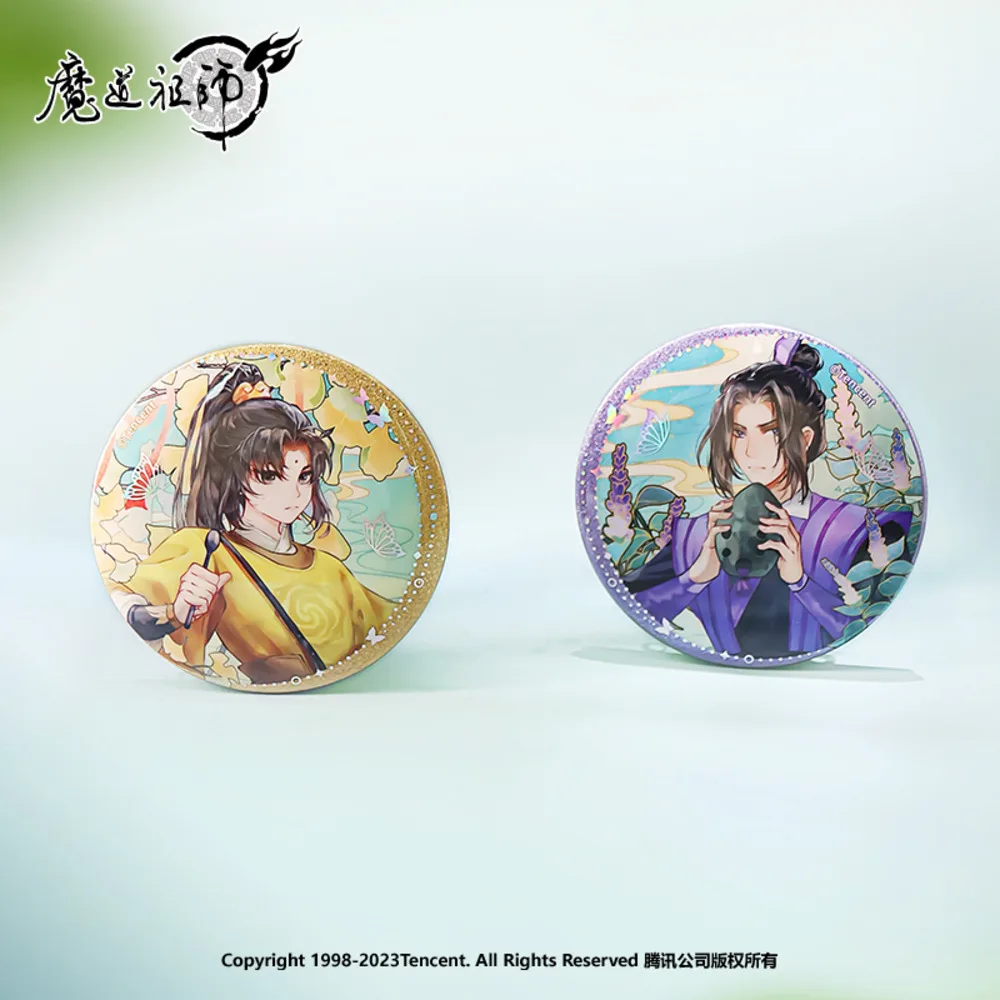 

Anime Grandmaster Of Demonic Cultivation MDZS Wei Wuxian Wangji Cosplay Cartoon Laser Badge Brooch Pins 58MM Bag Pendant