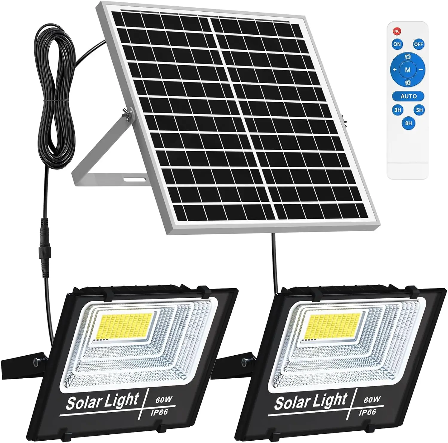

Solar Flood Light 1500LM 6000K, IP65 Waterproof, Auto Dusk to Dawn, Remote Control for Yard, Garden, Garage